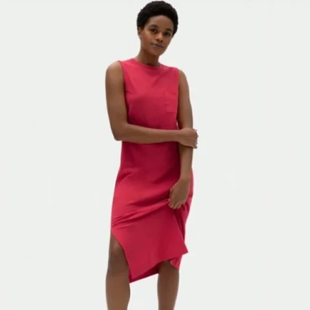 Everlane The Long Weekend Pocket Tank Midi Dress, Raspberry, Size XXS